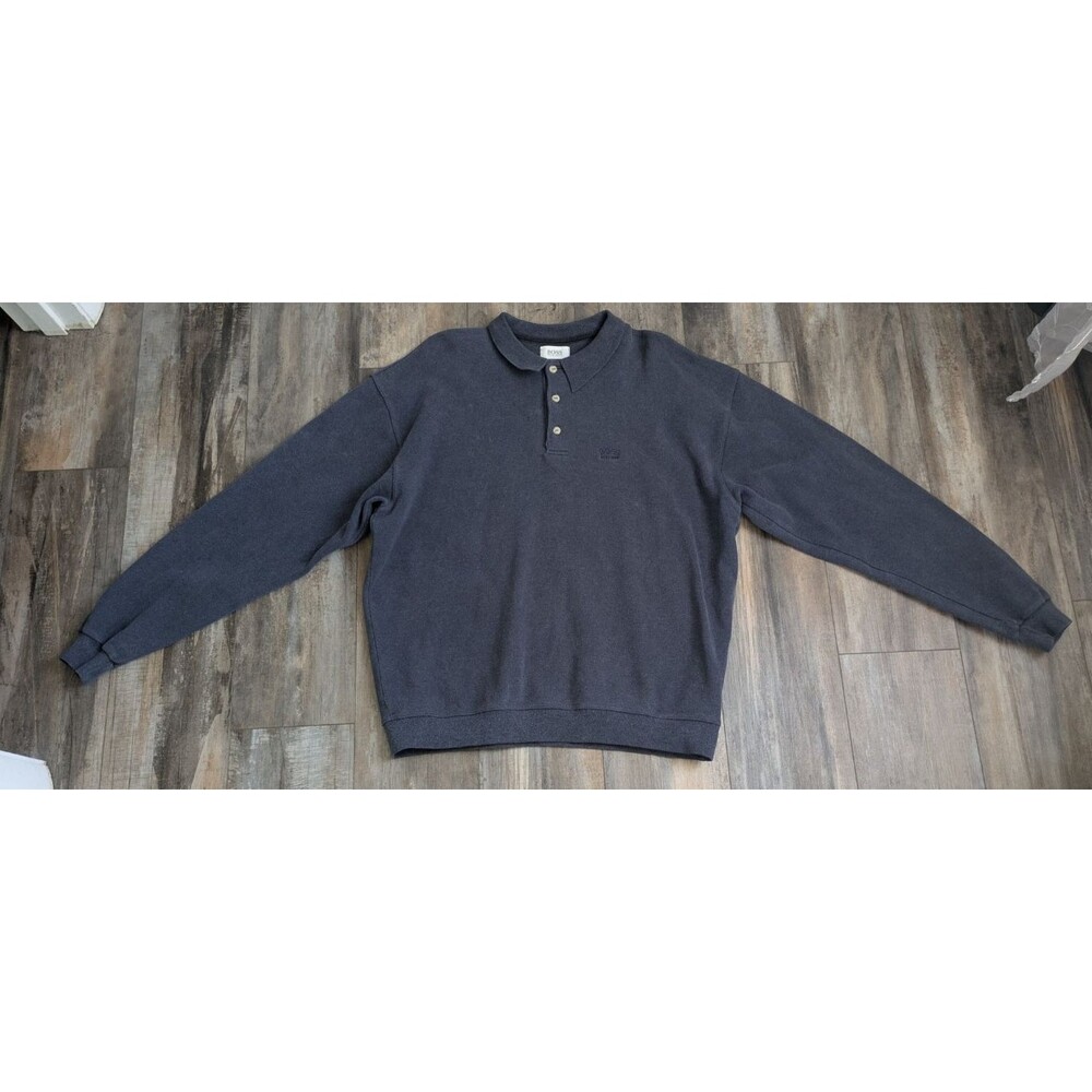 Boss Hugo Boss Men's XXL Collared Pullover Long Sleeve 13 Button Blue